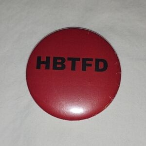 GAME DAY Red & Black University Of GA "HBTFD" Button 2.25 inch